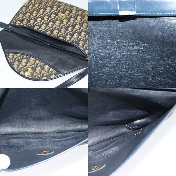 DIOR Trotter Canvas Shoulder Bag Navy Gold - Picture 11 of 12